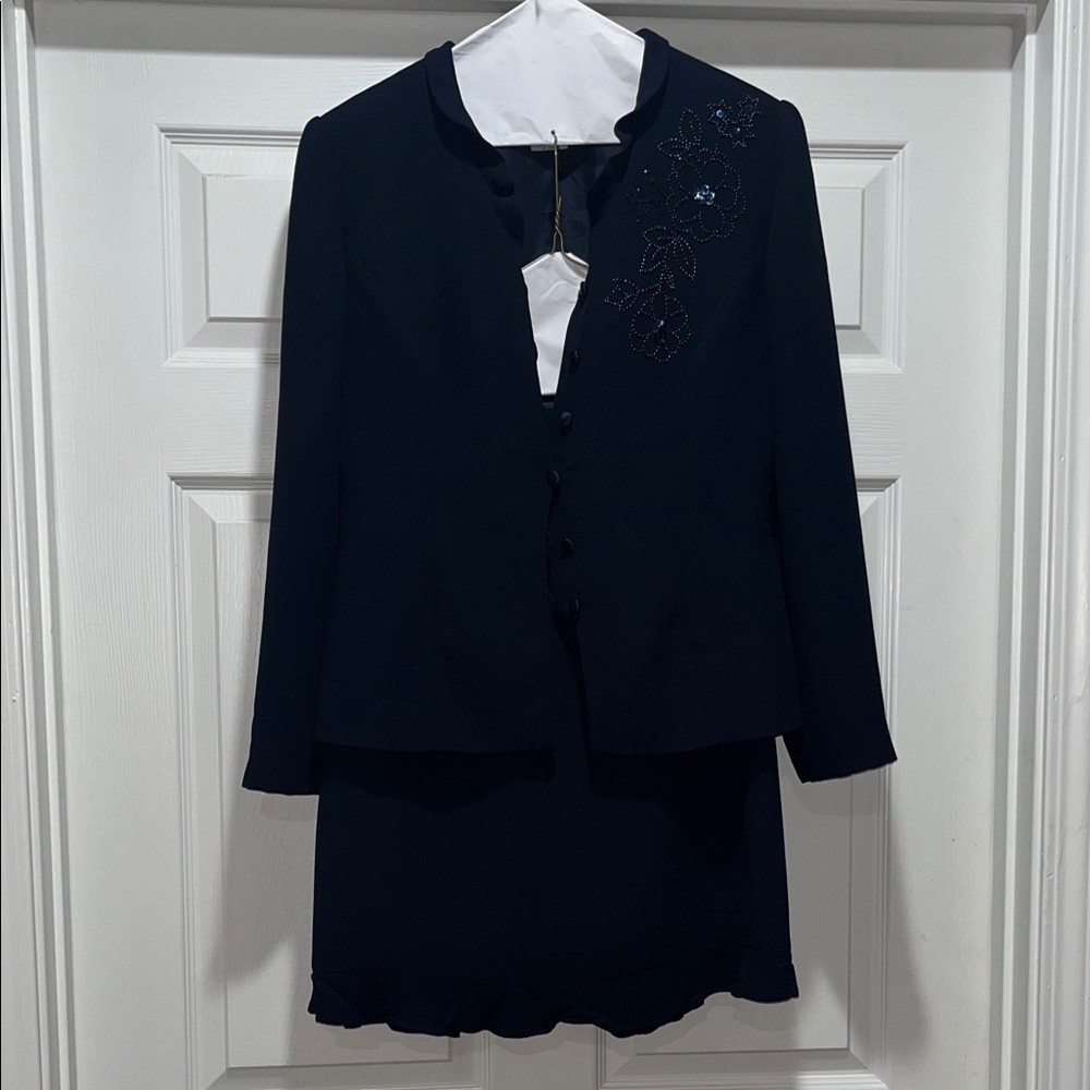 Donna Morgan Navy Blue Skirt Suit